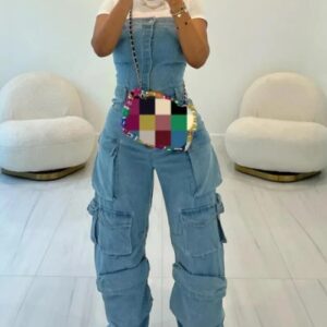 Cargo Style Jeans Jumpsuit